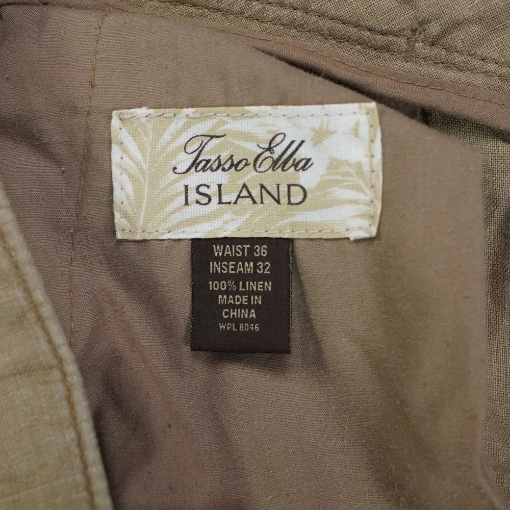 Tasso Elba Island Linen Pants Mens 36x31‎ Brown Relaxed Beach Summer Outdoor